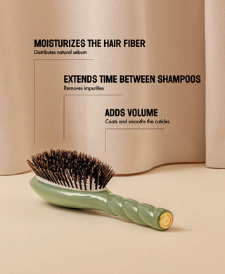 N.01 Large Shine & Care Hair Brush: Almond Green
